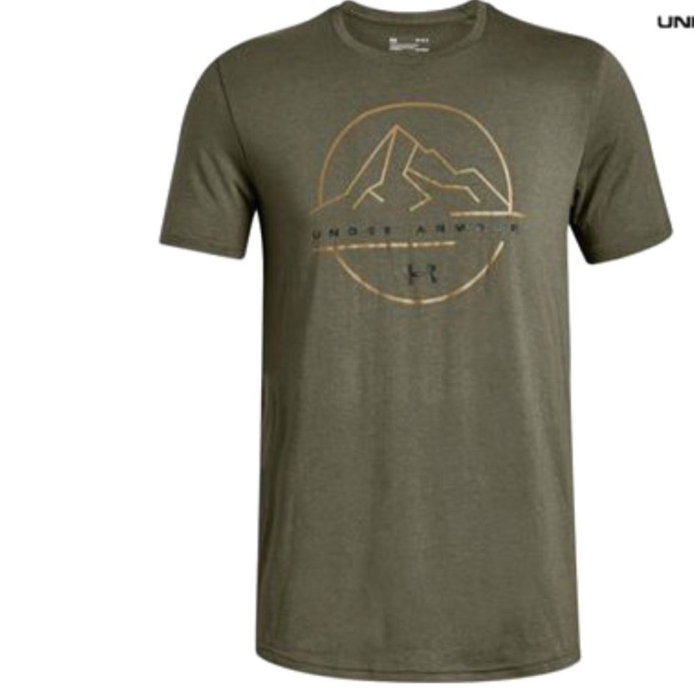 (Under Armour Men’s Olive Green Mountain Graphic Training Tee Size 2XL)